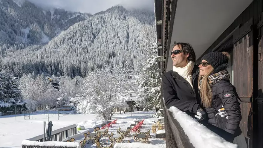 Vue balcon d'une chambre au VTF Chamonix