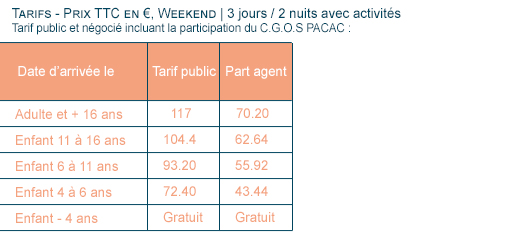 Week-end 2025 | 3 jours/2 nuit avec activités