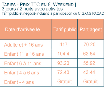 Week-end 2025 | 3 jours/2 nuit avec activités